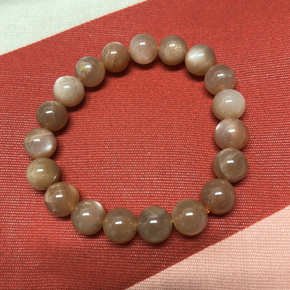 Sunstone Natural Stone 10mm Beads Stretchable Bracelet 7" - Best Gift